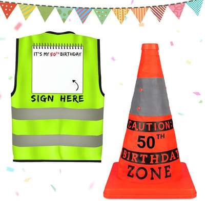 Dailygoods- Veiligheid Kegel 2 Stuks - Verjaardagscadeau Mannen - Neon Groen Reflecterend Vest - Feestdecoratie - Uniek Cadeau - Creatieve Combinatie