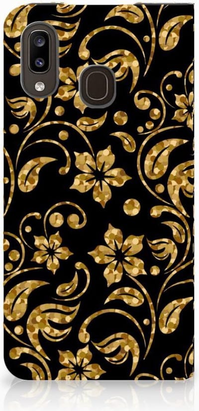 Samsung Galaxy A30 Smart Cover Gouden Bloemen