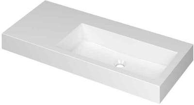 INK Momento Wastafel Polystone Wasbak Rechts Zonder Kraangat - 1000x450x90 mm - Glans Wit