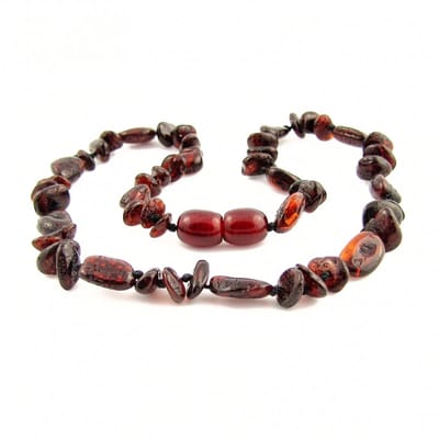 Wild Sun Barnsteen Ketting Baby / Peuter - Amber Ketting - Baltische Barnsteen – Pijnstillend bij Doorkomende Tanden - 32 cm – Mix - Cherry