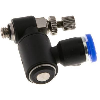 Draaibaar Regelventiel 4 mm - M5 Regeling-Uit Messing/Nylon