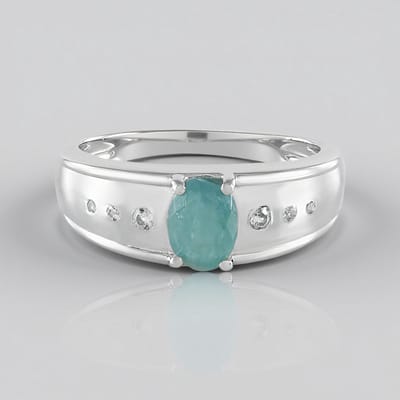 Cavill - 925 Sterling Zilver Platinering - Grandidieriet Ovaal 0,74 ct uit Madagaskar - Ring met Zirconia 0,10 ct - Elegante Vrouwen Ring