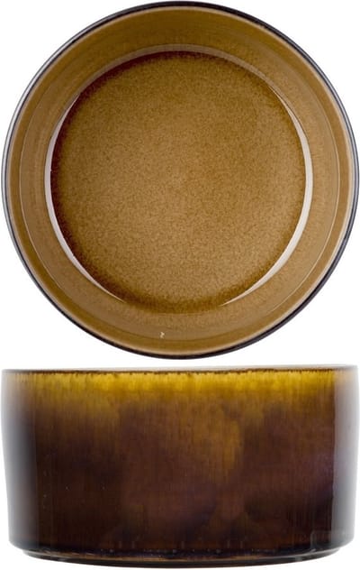 Cosy & Trendy Kleine Kom Quintana Amber – Ø 14 cm – Bevat 1 kom – Amberkleurig aardewerk met unieke textuur – Vaatwasser- en Magnetronbestendig – Stapelbaar