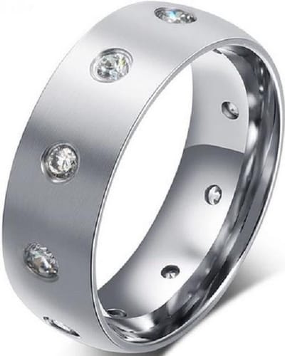 Schitterende Ring met rondom Zirkonia Steentjes| Damesring | Herenring | Jonline | 19,00 mm. Maat 60