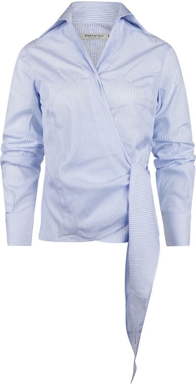Steppin' Out Wikkel Blouse Julia Streep Lichtblauw - Maat S - Heren
