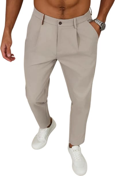 Livano Pantalon Heren - Chino - Golfbroek - Nette Broek - Elastische Tailleband - Volwassenen - Khaki - M