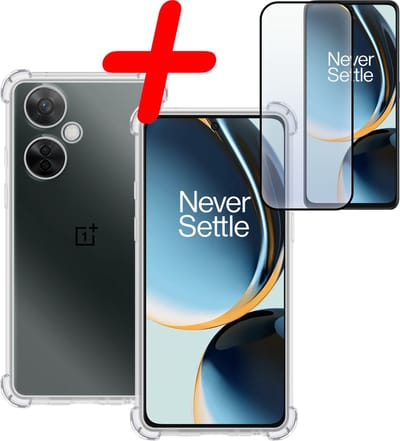Hoesje Met Screenprotector - Geschikt voor OnePlus Nord CE 3 Lite - Sterk & Shockproof - Siliconen Case - Back Cover - Telefoon Hoes - Shock Proof - Transparant