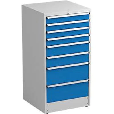 Treston ladekast, 8 laden, afsluitbaar, B 715 x D 715 x H 1400 mm, staal, lichtgrijs RAL 7035/blauw RAL 5007