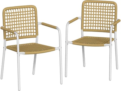 Outsunny tuinstoel - Metaal, geweven hars - 57 x 55 x 82 cm - Geel