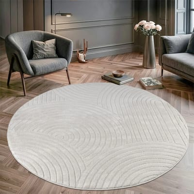 Muratap Vivant japandi rond vloerkleed laagpolig effen - 160 cm rond