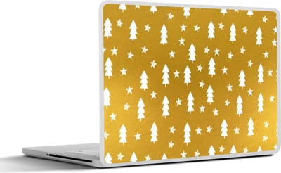 Laptop sticker - 14 inch - Sterren - Kerstboom - Goud - 32x5x23x5cm - Laptopstickers - Laptop skin - Cover