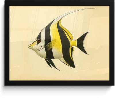 Poster in lijst - Fotolijst 40x30 cm - Posters - Vis - Sierlijk - Rugvin - Geel - Posterlijst zwart - Decoratie - Wanddecoratie woonkamer - Muurdecoratie slaapkamer