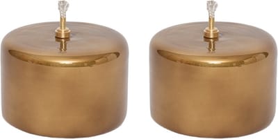 WinQ - Olielamp cilinder 10x10cm Goud - 2 Stuks - Ideale vervanging voor kaarsen incl. lont en trechter