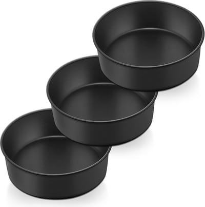 Set van 3 ronde roestvrijstalen bakvormen van 20 cm - Antiaanbaklaag - 7 cm diep - Ideaal voor taarten en meerdere gerechten