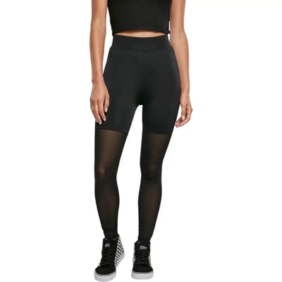 Urban Classics - High Waist Transparent Tech Mesh Sportlegging - XS - Zwart