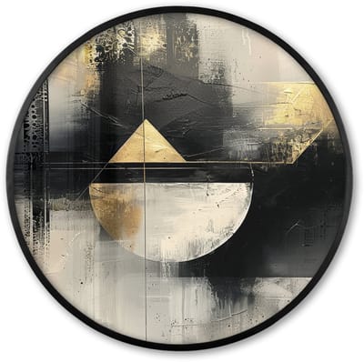Poster in lijst Rond - Fotolijst 60x60 cm - Posters - Abstract - Zwart - Verf - Modern - Ronde posterlijst zwart - Decoratie - Wanddecoratie woonkamer - Muurdecoratie slaapkamer
