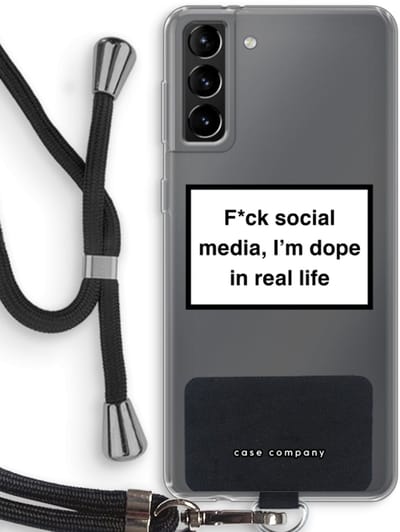 Hoesje met koord geschikt voor Samsung Galaxy S21 Plus hoesje met Koord - I'm dope - Telefoonhoesje met Zwart Koord - Bescherming aan alle Kanten en Over de Schermrand