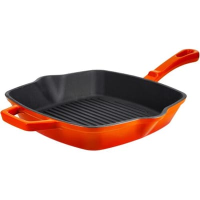 SILVERCREST Gietijzeren grillpan of koekenpan (Vierkant, Oranje)
