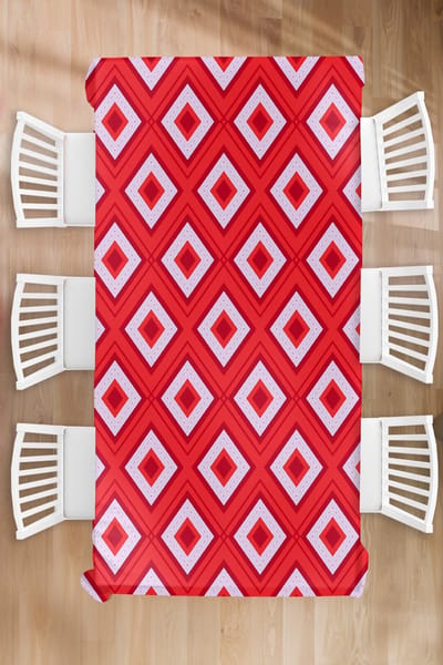 Kerst Tafelkleed - Kerstmis Decoratie - Tafellaken - Kerst - Patronen - Ruit - Rood - 130x260 cm - Kerstmis Versiering - Tafeldecoratie Kerstmis - Kerstdecoratie tafel - Tafelversiering