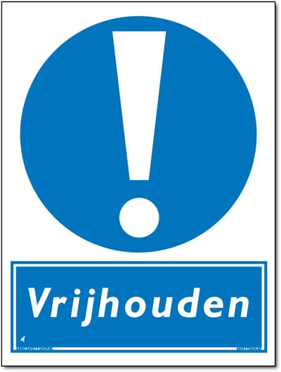 Vrij houden bord - Bord 300 x 400 mm - (Forex)