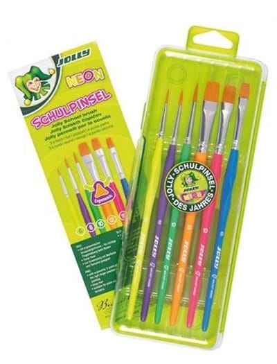 Jolly penselenset neon 6 stuks ergonomisch schilderen kinderen.