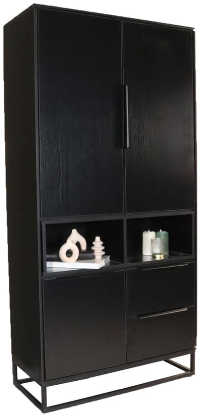 Wandkast melamine kast Madison zwart 185cm wandmeubel