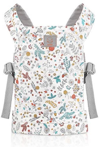 Poppendrager baby - Speelgoed drager - Poppen verzorgen - Verstelbare borstband - 14 x 25 x 325 cm - Groene bloemen