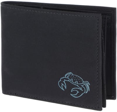 oxmox portemonnee New Cryptan RFID Protect Querscheinbörse Crab 2.0 Print Cyan Black zwart