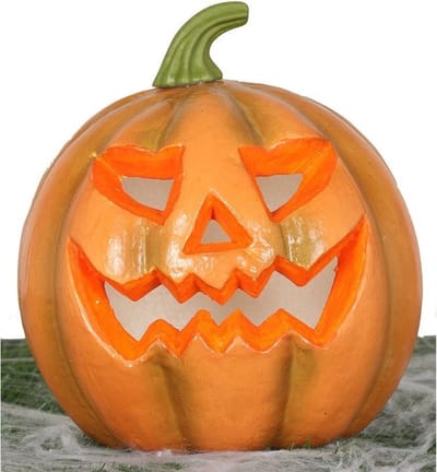 Pompoen met licht Halloween decoratie - Dia 24 cm - Horror themafeest versiering - Verlichting/lampen