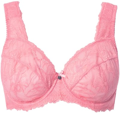 Ulla Popken - Dames - Beugelbeha kant brede schouderbandjes - Perzik roze - Maat 95F