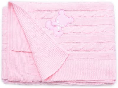 Gebreide babydeken - Baby wikkeldeken - Babykamer decoratie - Oeko-Tex gecertificeerd - 100 x 100 cm - Roze