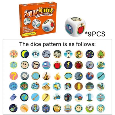 Story Dice Educatief Speelgoed voor Kinderen Familieplezier Creatief Verbeeldingskrachtig Verhalen Vertellen Party Spel Logisch Denken Plezier Interactief