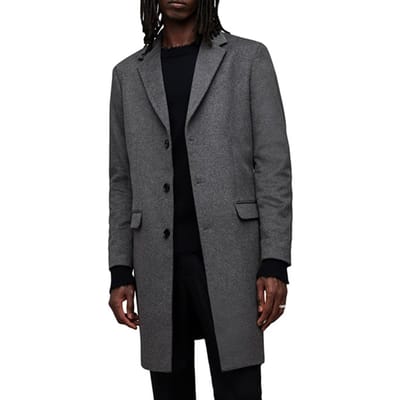AllSaints Hal Coat Grey Maat: 44 | Single-Breasted Mantels Outlet | Heren | Grijs