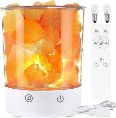 DrPhone SaltGlow – Himalaya Zoutlamp Met 21 Geluiden – Sfeerlamp - Slaapmodus – Verstelbare Volume En Helderheid – Nachtlamp – Tafellamp - Wit