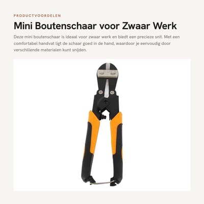 Dailygoods- Boutenschaar Mini - Kabeltang - Draadtang - 8 Inch - Handgereedschap - Schaar voor Zwaar Werk - Kniptang