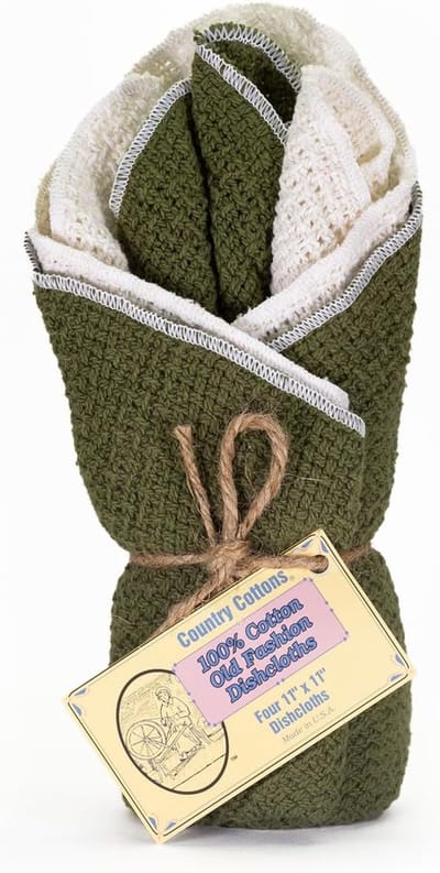 Set van 4 Luxe Katoenen Vaatdoeken - 100% Absorberend Keukentextiel - 2 Salie & 2 Natuurlijk - 28x28 cm