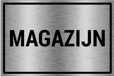 Magazijn bord - gecoat brushed aluminium - grijs zwart | 30 x 20 cm