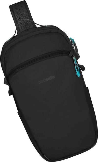 Pacsafe Econyl Sling - 12L - Schoudertas - RFID-blokkerend - Anti-diefstal Tas - Geschikt voor 10-inch laptop - Beveiligde Reistas - Zwart