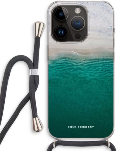 Case Company® - Hoesje met koord geschikt voor iPhone 14 Pro hoesje met Koord - Stranded - Telefoonhoesje met Zwart Koord - Bescherming aan alle Kanten en Over de Schermrand