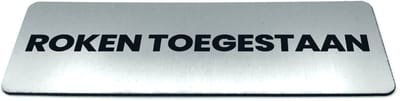 Deurbordje met tekst Roken toegestaan - Formaat 150 x 50 mm x 1,6 mm - Incl. plakstrip | Geborstelde RVS-look toplaag | Gratis Verzending | Decoporta