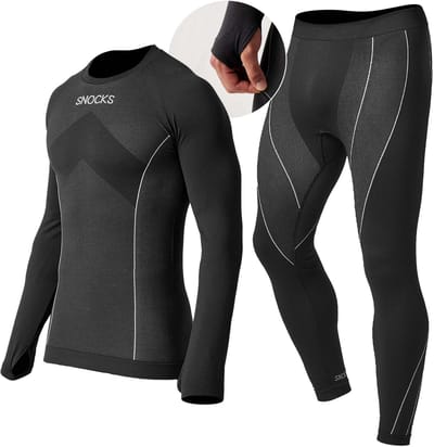 SNOCKS Thermo Ondergoed Heren met Duimgat - Thermoshirt & Thermobroek - Warm & Ademend - Comfortabele Pasvorm - 1 Set
