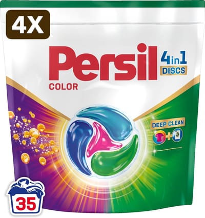 4 x Persil Discs Color - Wascapsules - Krachtige Vlekverwijdering - Hygiënische Frisheid - Gekleurde Was - 35 Wasbeurten