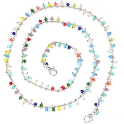 Kleurrijke Kralen Lanyard Ketting Nekband Riem Face Cover Houder Brilband white