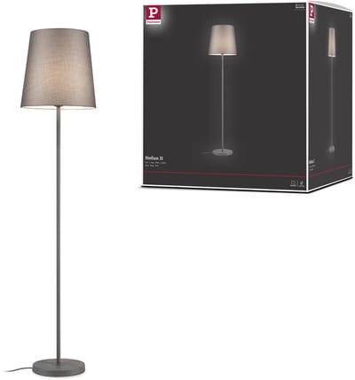 Staande lamp Stellan II E27 max. 20W Grijs Metaal, Textiel