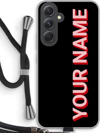 Gepersonaliseerd - Case Company® - Hoesje met koord geschikt voor Samsung Galaxy A54 hoesje met Koord - Namecase - Telefoonhoesje met Zwart Koord - Bescherming aan alle Kanten en Over de Schermrand