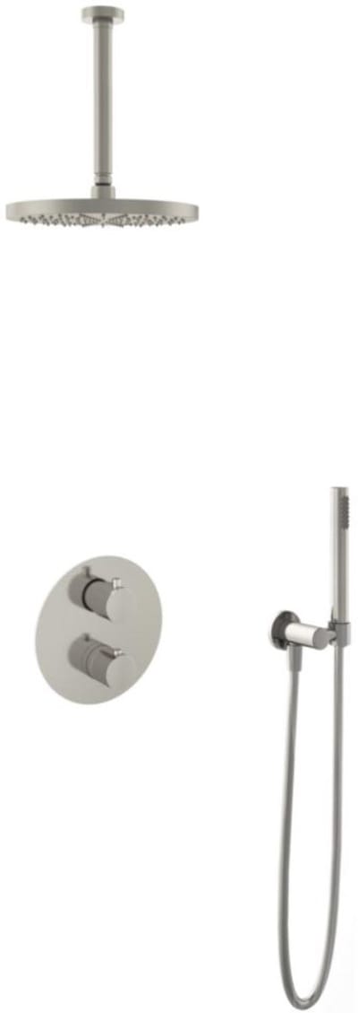 Hotbath Buddy - Inbouw Regendoucheset - Thermostatisch - Plafondbuis 30 cm - Hoofddouche 250 mm - Staafhanddouche - met 2-Weg Stop-Omstel - Waterbesparend - V02