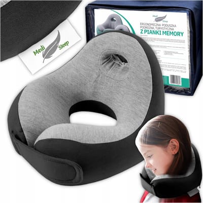 Medi Sleep Serie - Reiskussen voor Kinderen - Neksteun - Memory Foam - Grafiet