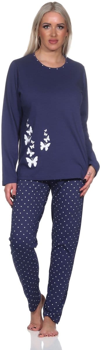 Normann damespyjama met lange mouwen en pyjamabroek in stippenlook
