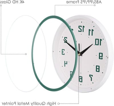 Stille Ronde Wandklok 9 Inch - Moderne Decoratieve Klok voor Slaapkamer, Kantoor en Keuken - Groen, Niet-Tikkend en Stijlvol Design