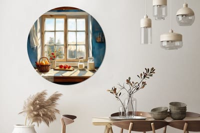 WallCircle - Wandcirkel - Muurcirkel - Stilleven - Keuken - Doorkijk - Vintage - Aluminium - Dibond - 140x140 cm - Binnen en Buiten